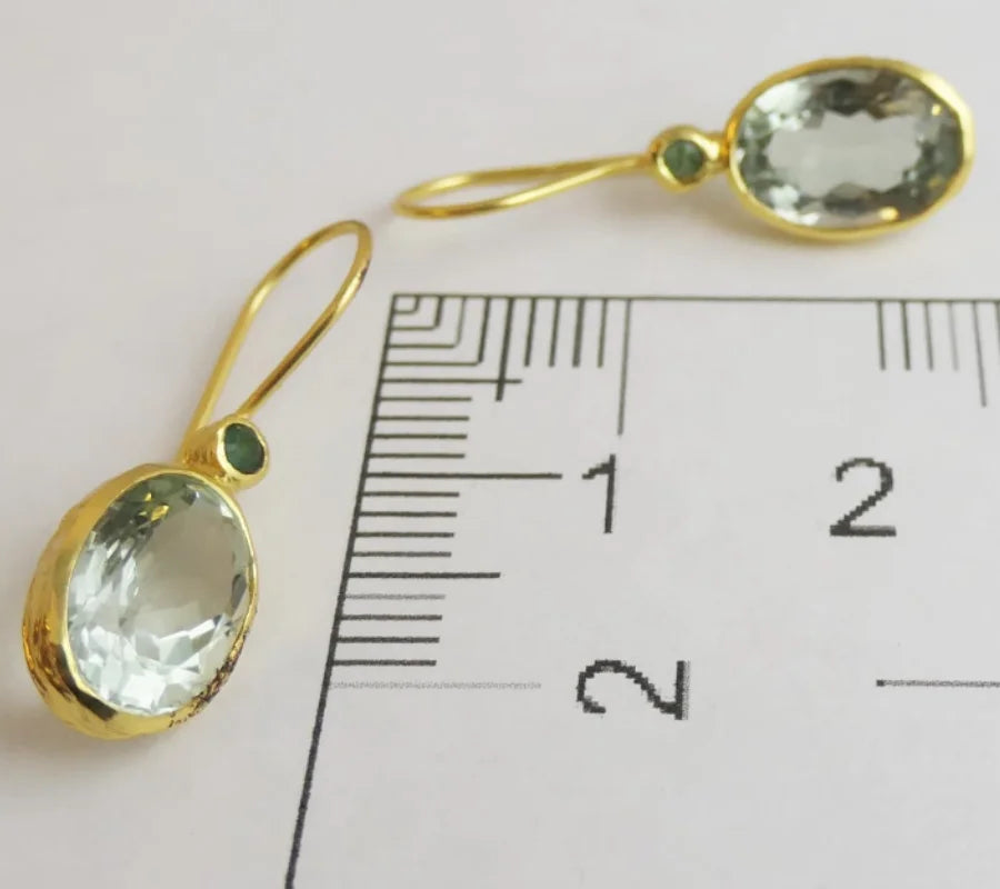 Gold Color Oval Green Colour Dangle Earring
