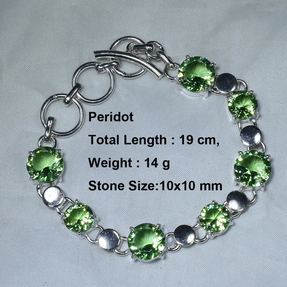 Genuine Labradorite Moonstone Jasper Peridot Blue Topaz Amber Amethyst Bracelet