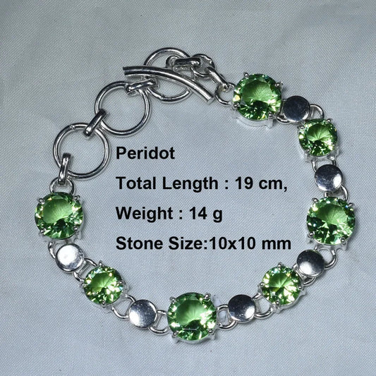 Genuine Labradorite Moonstone Jasper Peridot Blue Topaz Amber Amethyst Bracelet