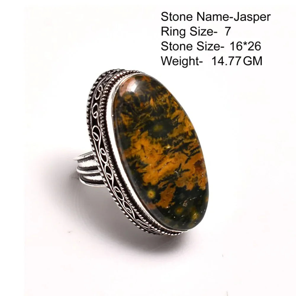 Genuine Antique Ring Labradorite Malachite Moonstone Emerald Turtella Lapis Lazuri Bronzite Moss Agate Silver over Copper