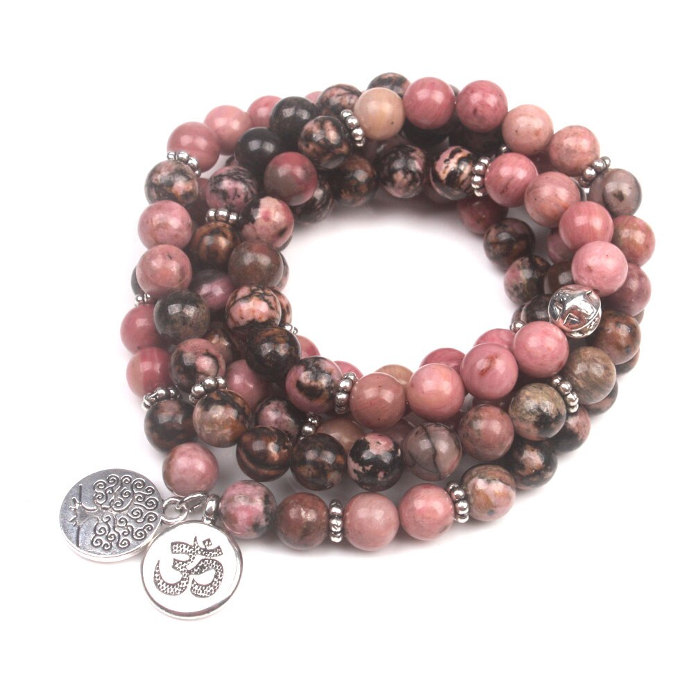 8mm Natural Black Vein Rhodonite Bracelet