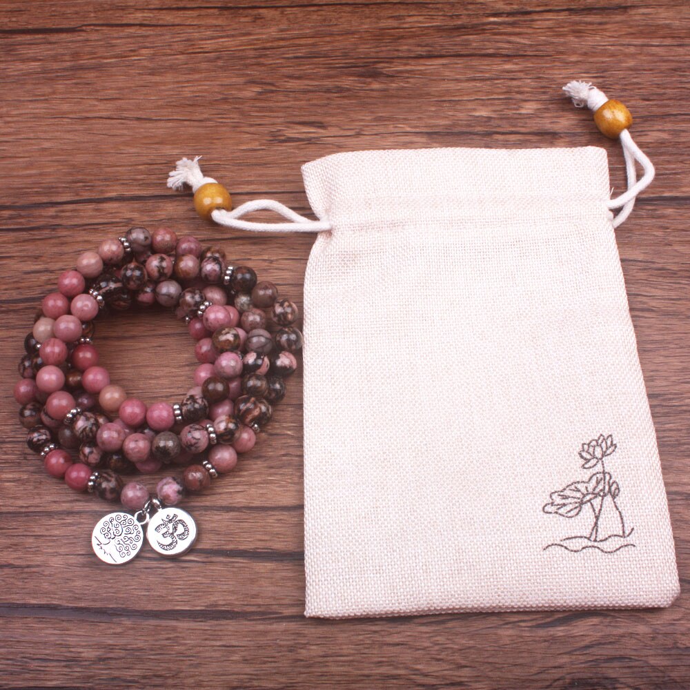 8mm Natural Black Vein Rhodonite Bracelet