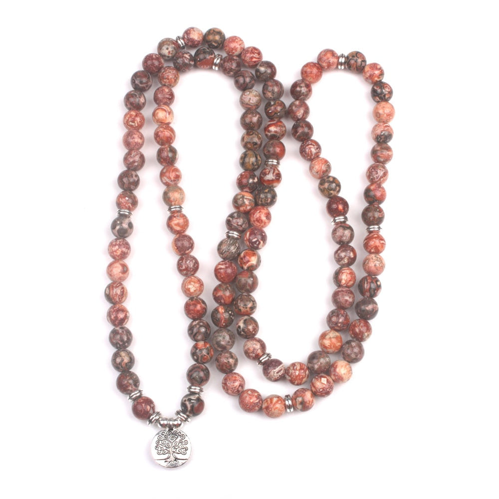 8mm Leopard Skin 108 Mala Bracelet For Meditation