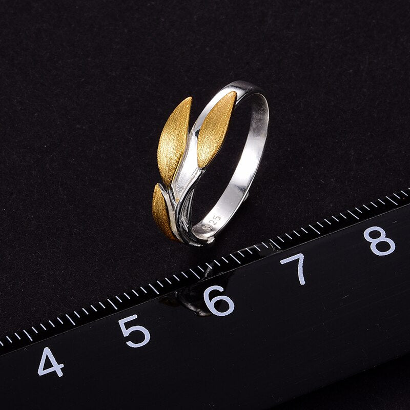 Lotus 925 Sterling Silver 18K Gold  Leaves Ring