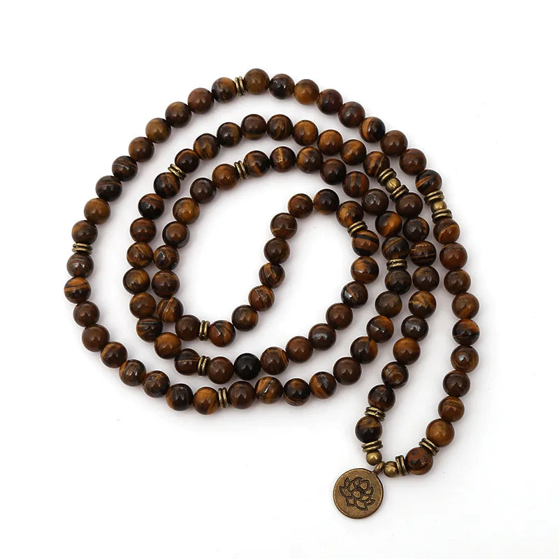 8mm Tiger Eye 108 Mala Stone Bracelet