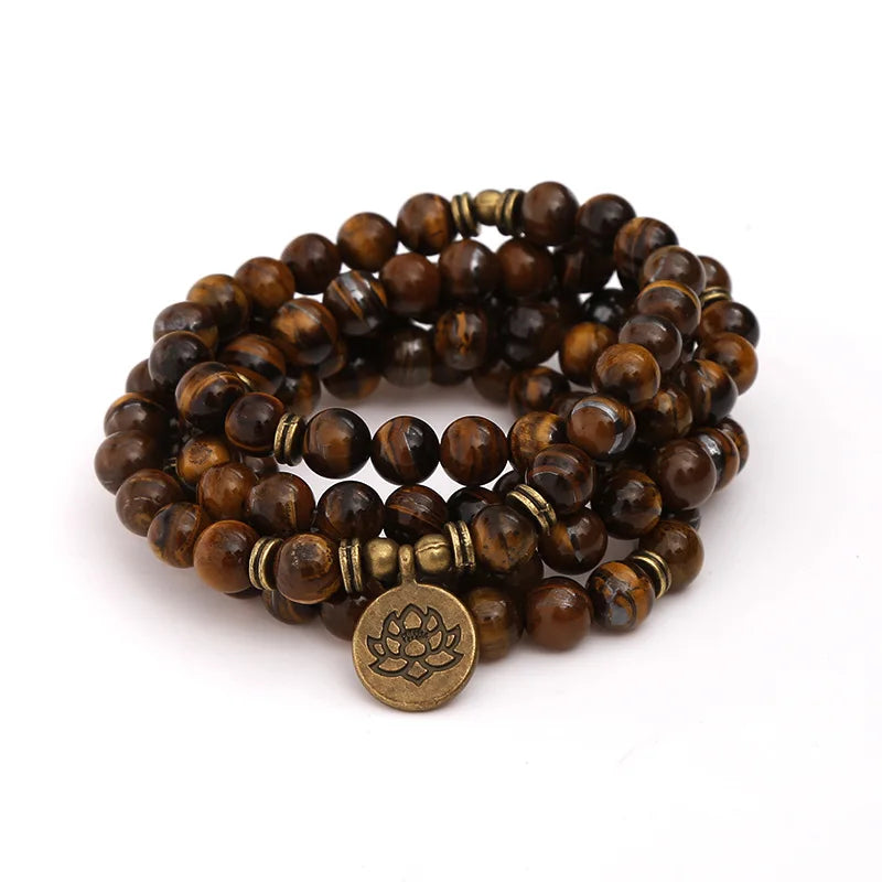 8mm Tiger Eye 108 Mala Stone Bracelet