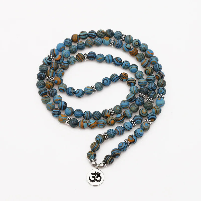 8mm Blue Malachite 108 Mala Prayer Bracelet