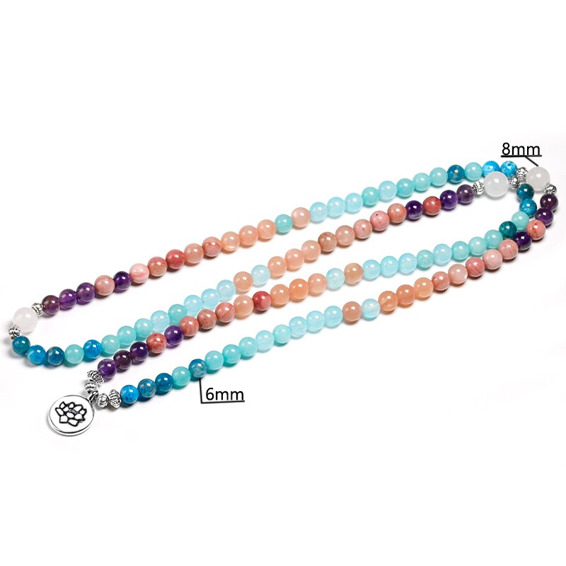 Apatite and Rhodochrosite 108 bead Meditation Mala Bracelet