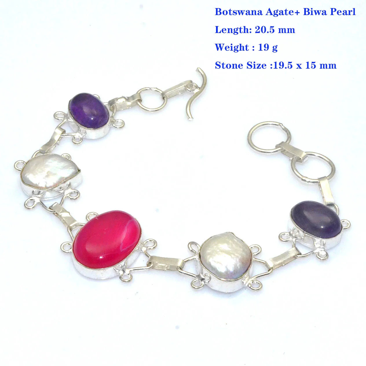 Genuine Turquoise Selenite Black Onyx Coral Shiva Eye Tiger Eye Sunstone Botswana Agate  Bracelet  Silvers Copper