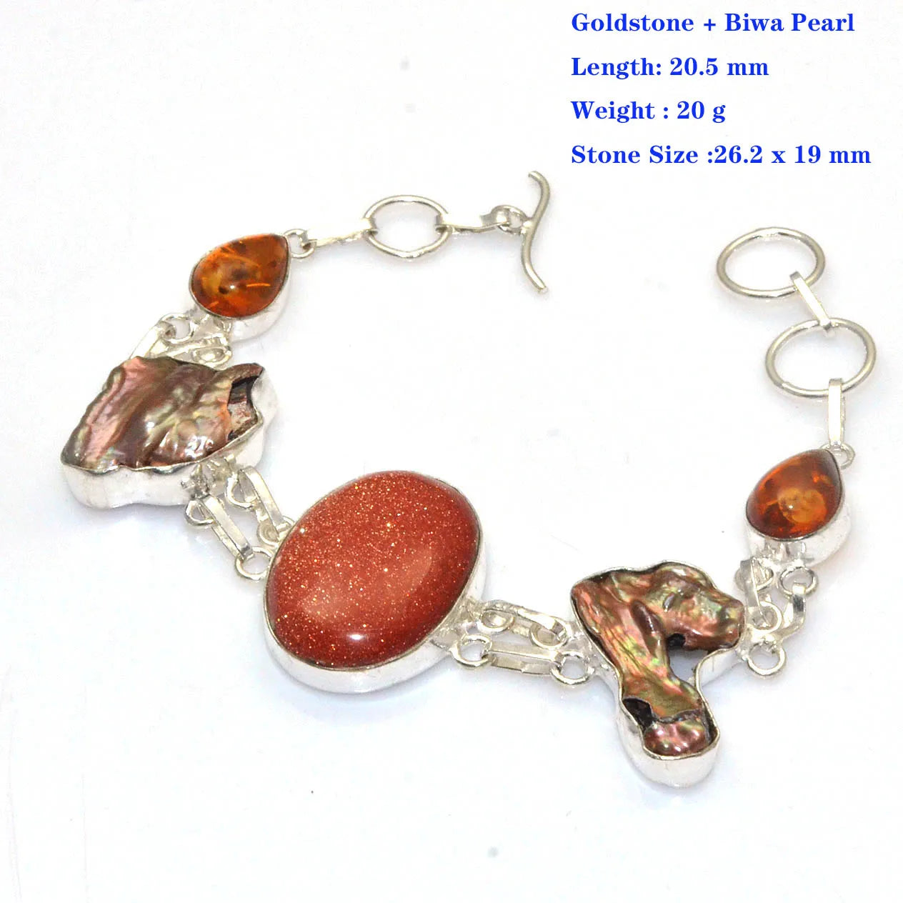 Genuine Turquoise Selenite Black Onyx Coral Shiva Eye Tiger Eye Sunstone Botswana Agate  Bracelet  Silvers Copper