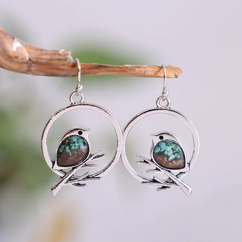 Bird on a branch earrings