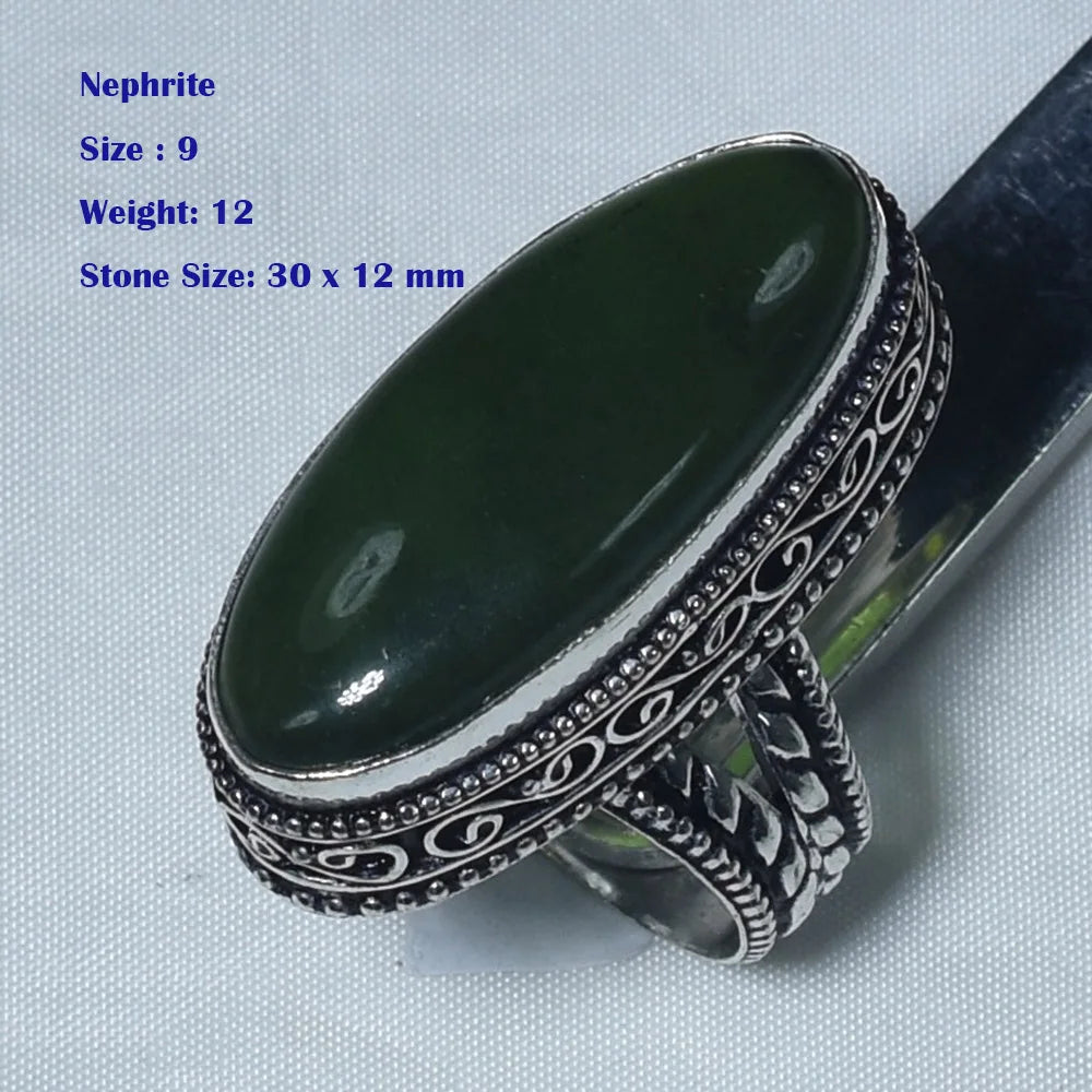 Genuine Antique Ring Labradorite Malachite Moonstone Emerald Turtella Lapis Lazuri Bronzite Moss Agate Silver over Copper