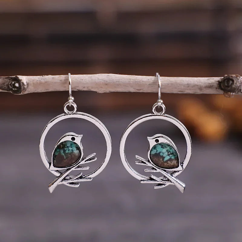 Bird on a branch earrings