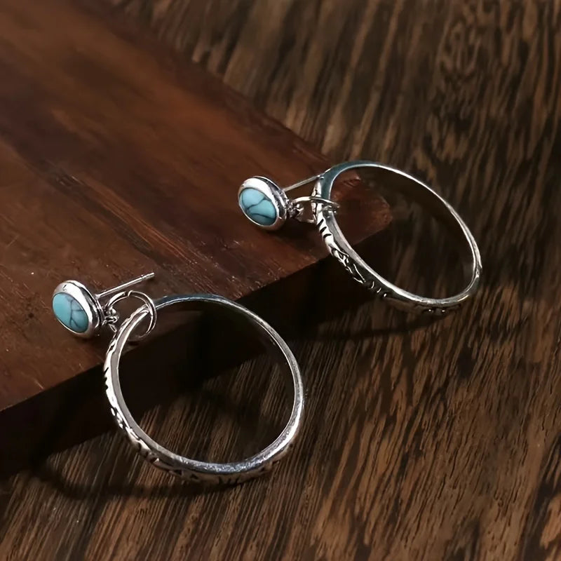 Vintage Bohemian  Antique Drop Ring Earrings