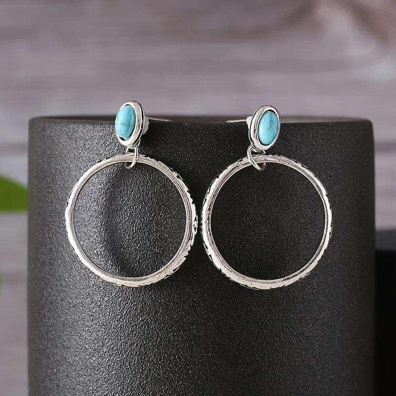 Vintage Bohemian  Antique Drop Ring Earrings