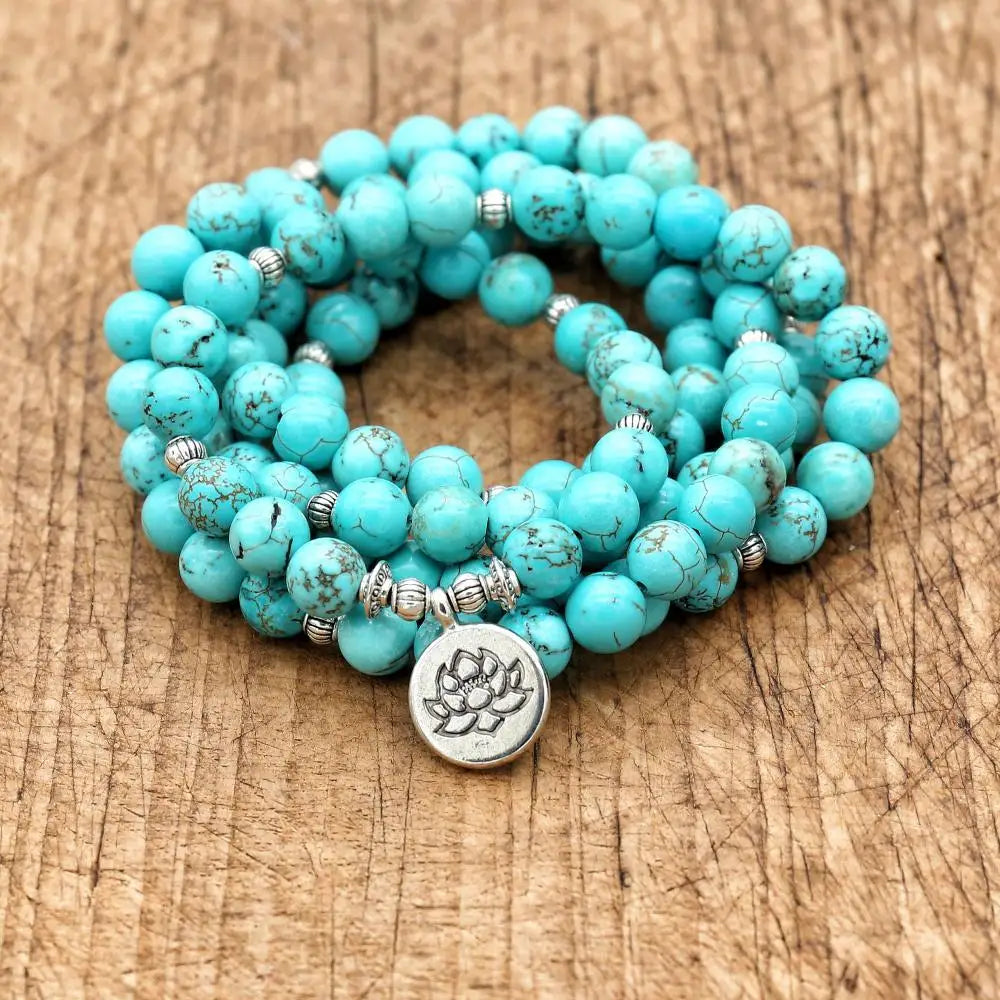 8mm 108 Beads Turquoise Bracelet