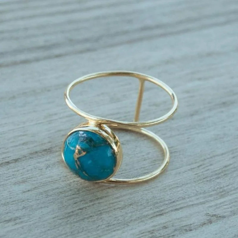  Bohemian Turquoise Double Layer Ring