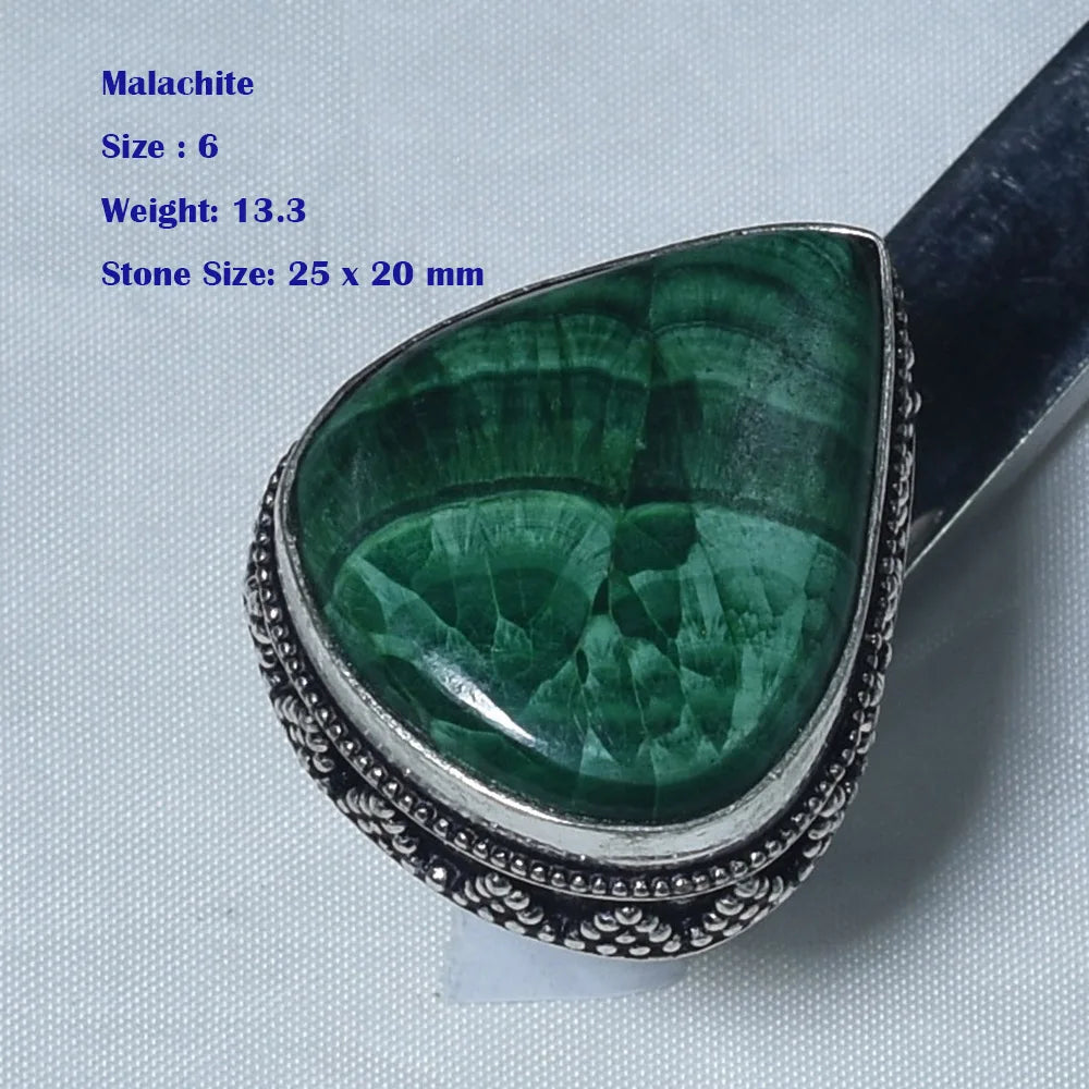 Genuine Antique Ring Labradorite Malachite Moonstone Emerald Turtella Lapis Lazuri Bronzite Moss Agate Silver over Copper