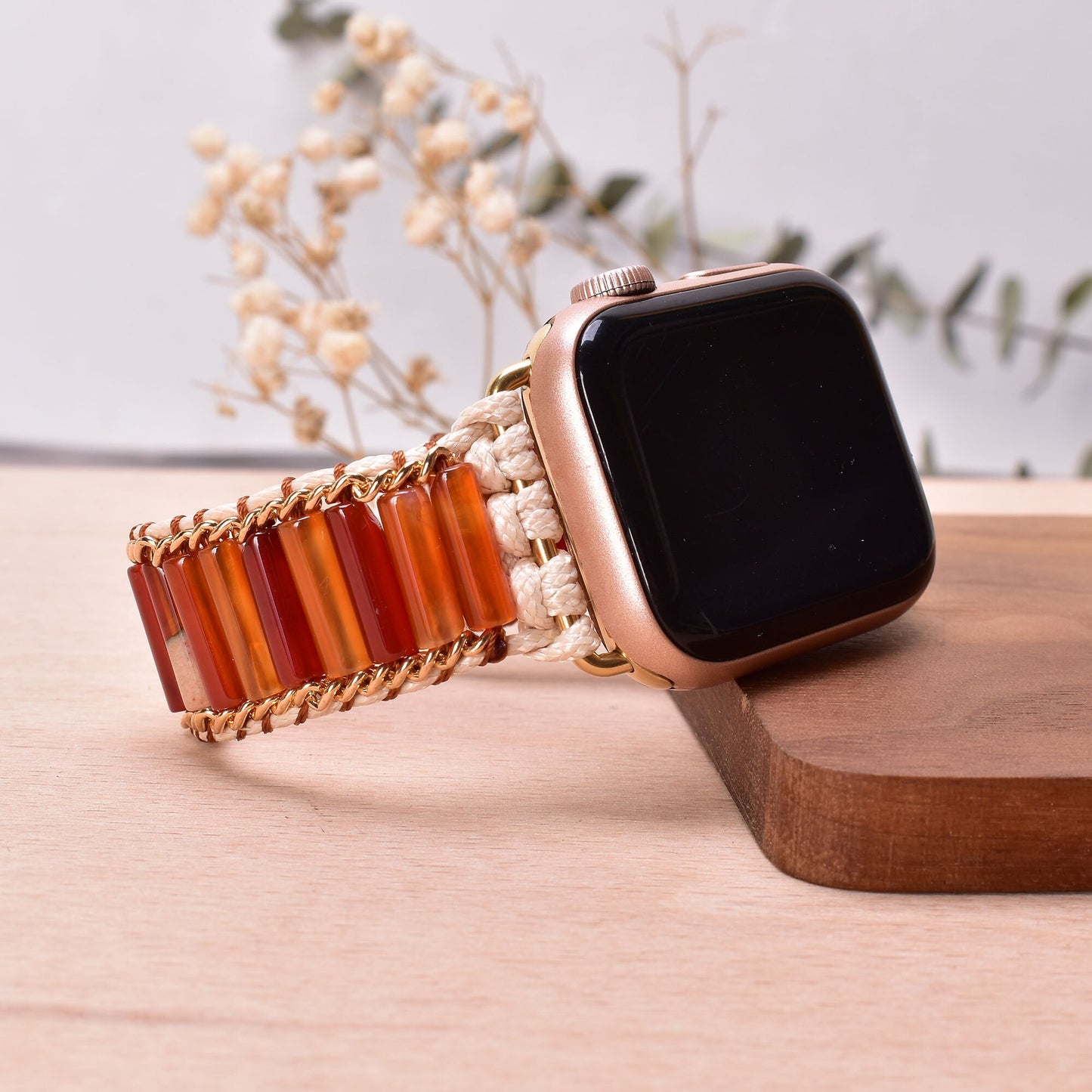 Bohemia Natural Stone Jasper Wax Rope Weave Chakras Apple Watch Band 38mm-45mm for Iwatch Series 1-7 watchband