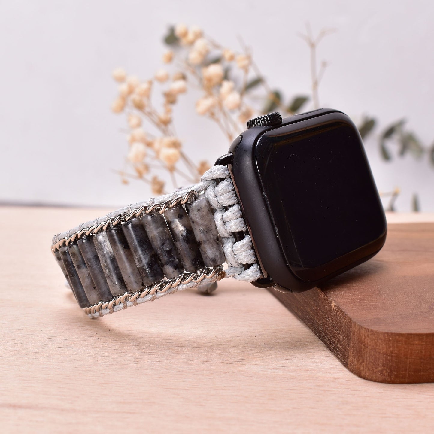 Bohemia Natural Stone Jasper Wax Rope Weave Chakras Apple Watch Band 38mm-45mm for Iwatch Series 1-7 watchband