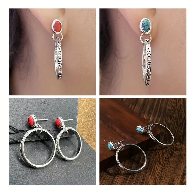 Vintage Bohemian  Antique Drop Ring Earrings