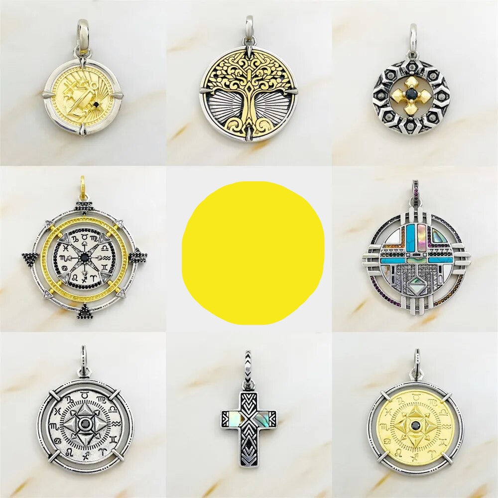 Pendant Constellation Elements Sun Symble Tree 925 Sterling Silver Fine Jewelry Accessories Fit Necklace Vintage Power Gift