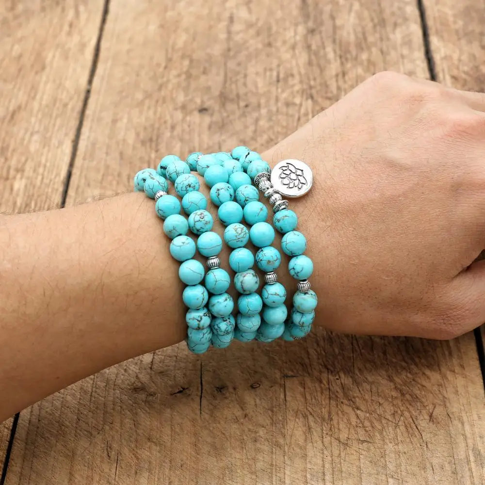 8mm 108 Beads Turquoise Bracelet