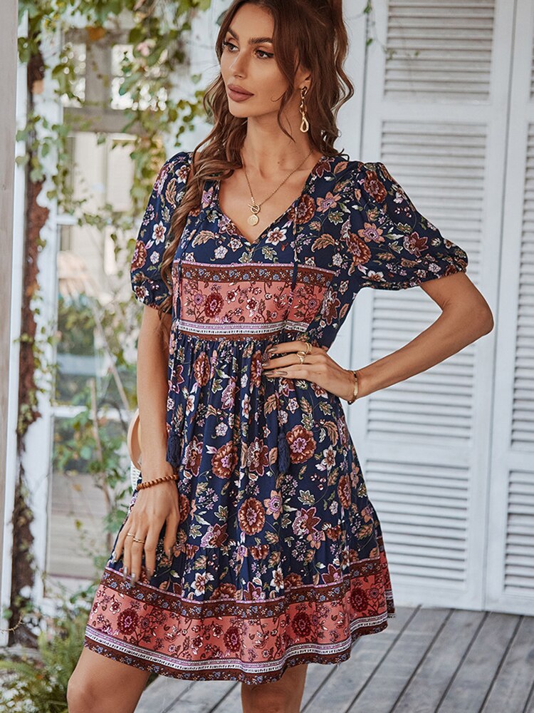 Demi Floral Puff Sleeve Summer Dress