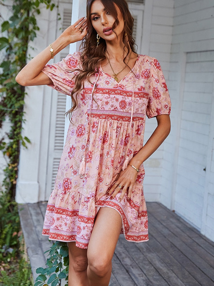 Demi Floral Puff Sleeve Summer Dress