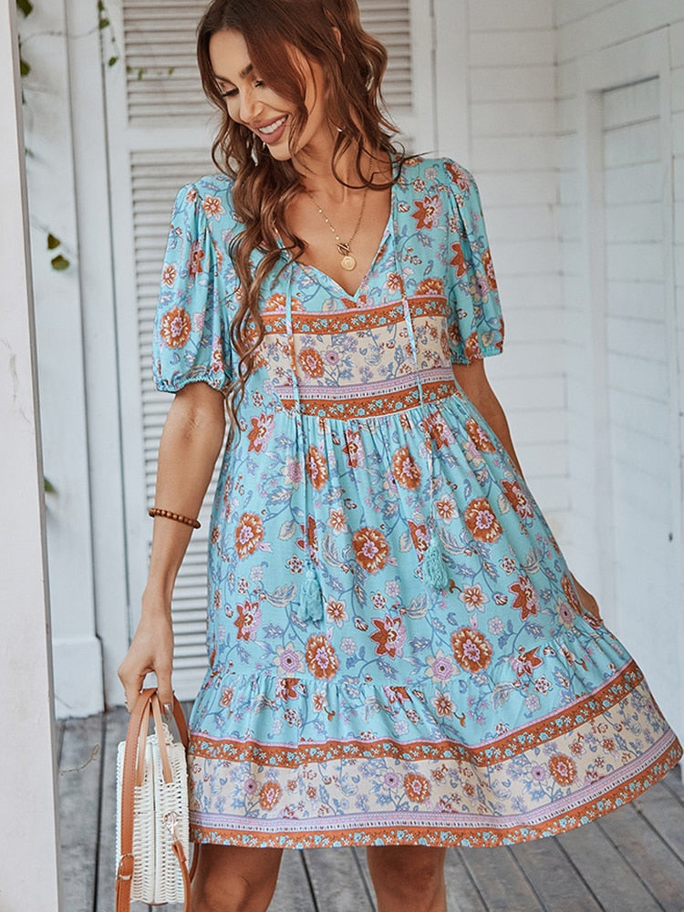 Demi Floral Puff Sleeve Summer Dress