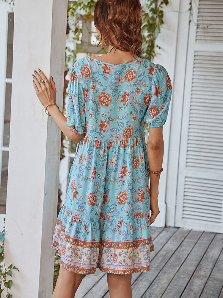 Demi Floral Puff Sleeve Summer Dress